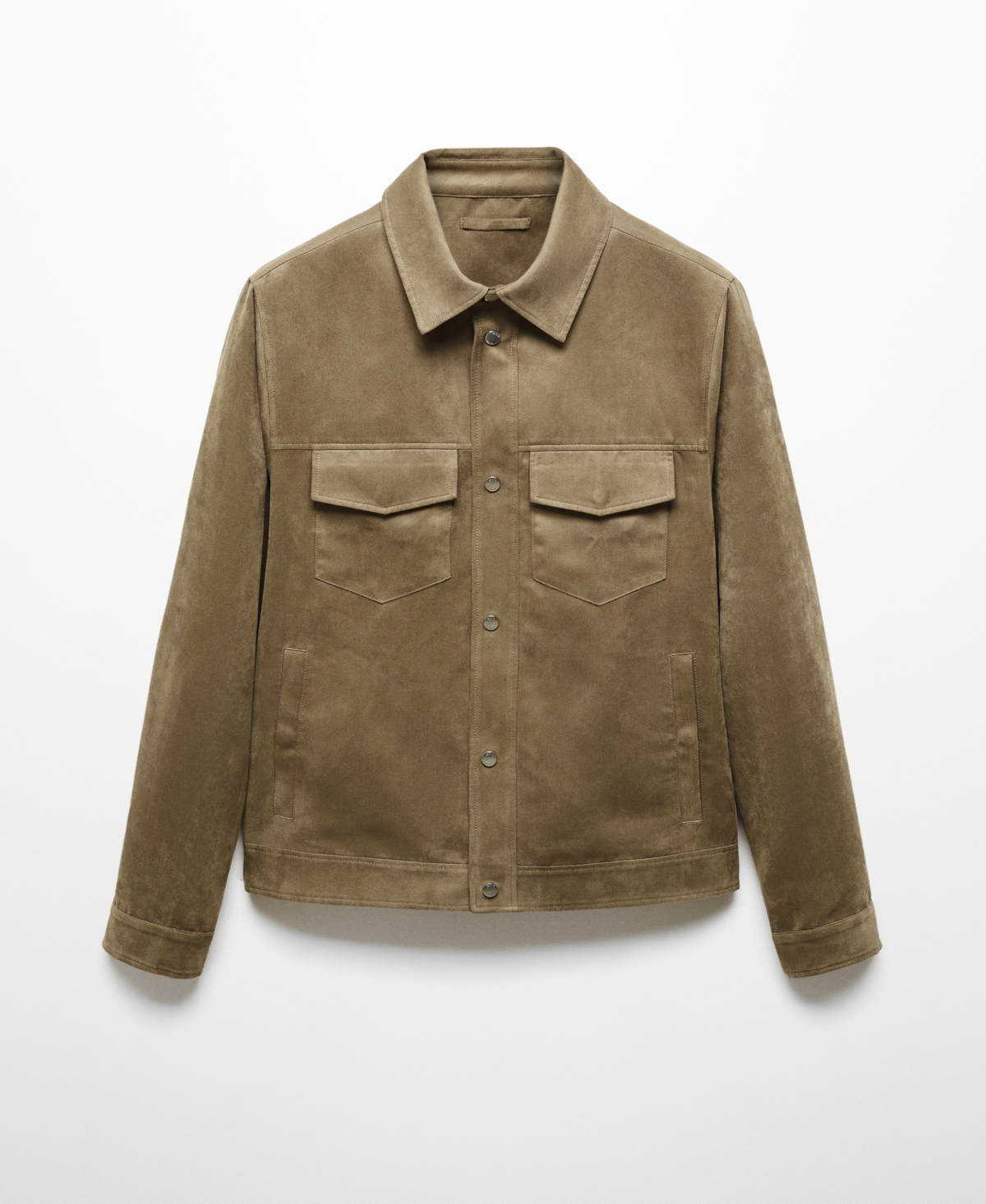 Shop Mango Men's Suede-effect Pockets Detail Jacket In Khaki