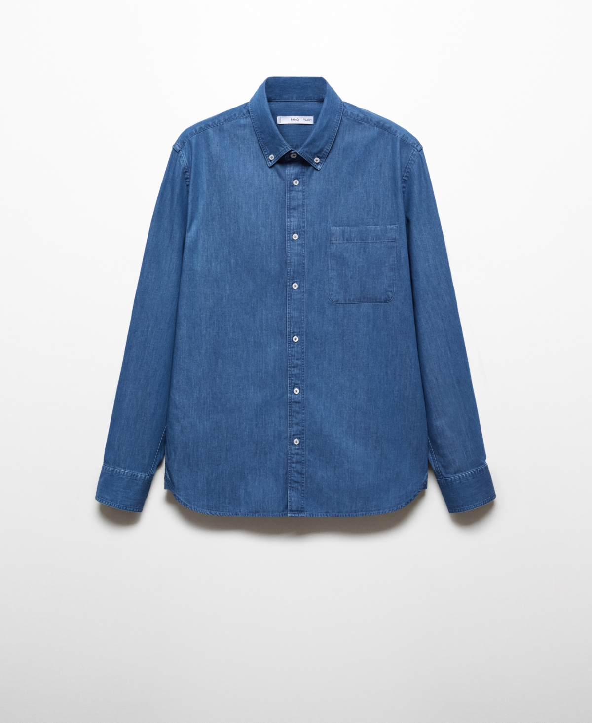 Shop Mango Men's Classic-fit Chambray Cotton Shirt In Medium Blue