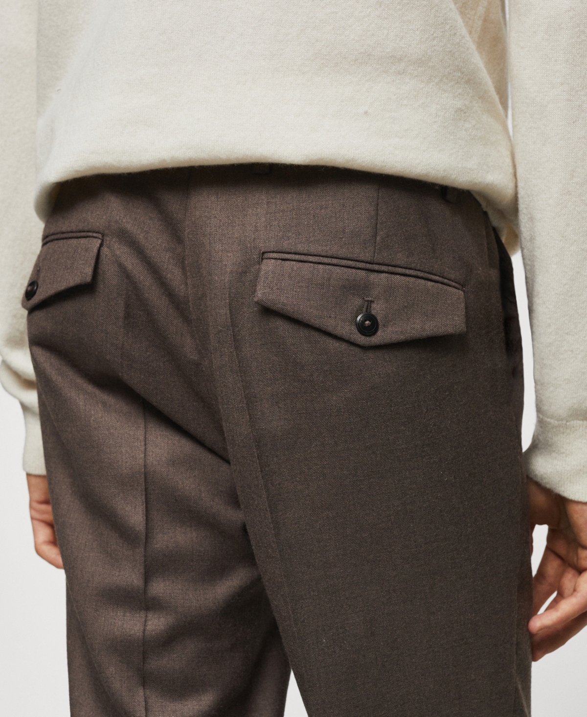 Shop Mango Men's Pleat Detail Wool Pants In Medium Bro