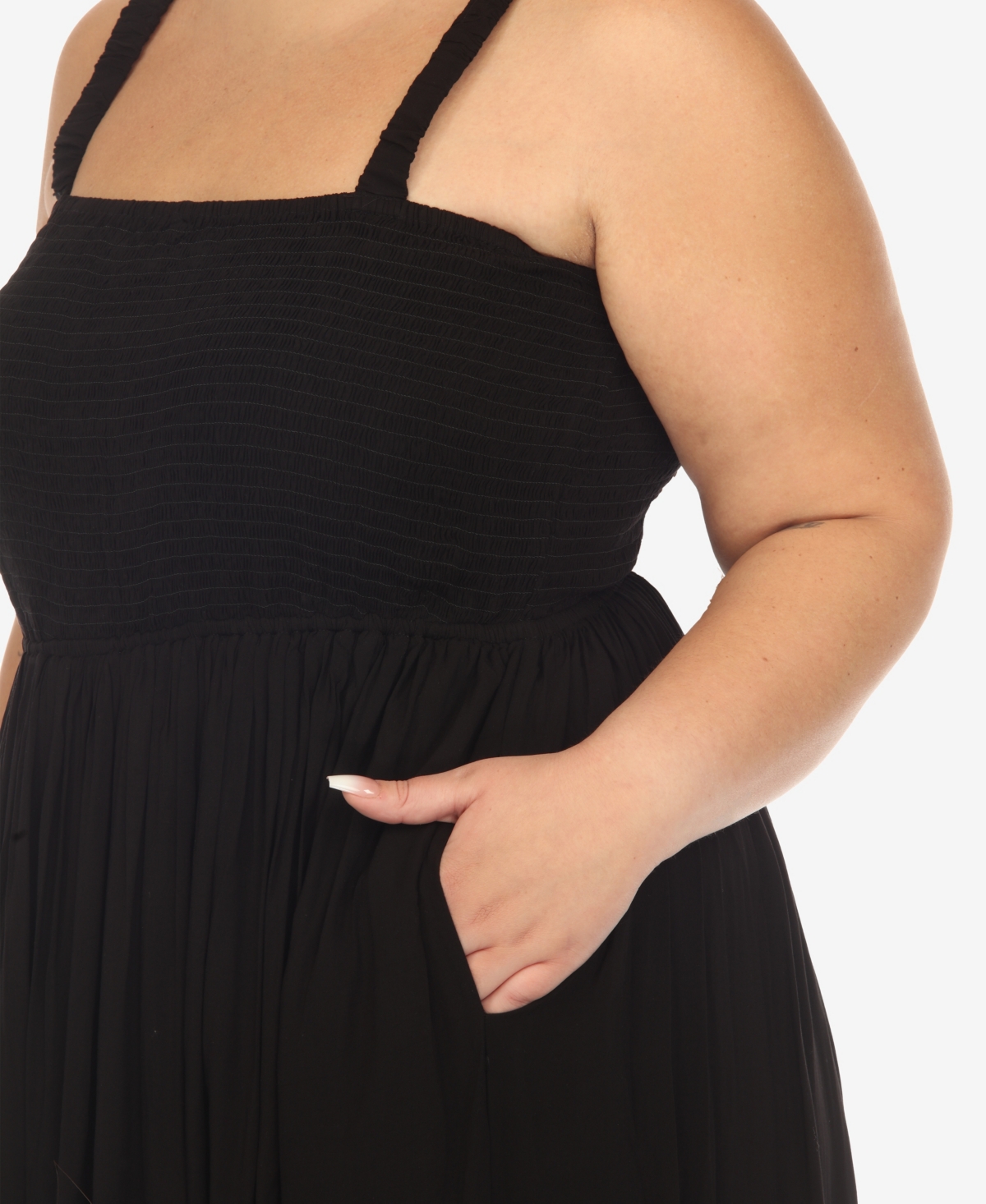 White Mark Plus Size Smocked Ruffle Maxi Dress