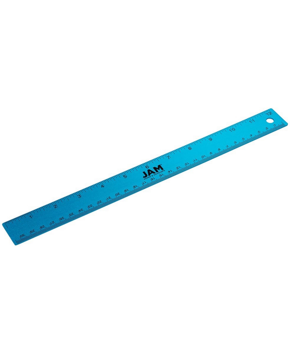 Strong Aluminum Ruler - 12" - Metal Ruler with Non-Skid Cork Backing - Blue Metallic