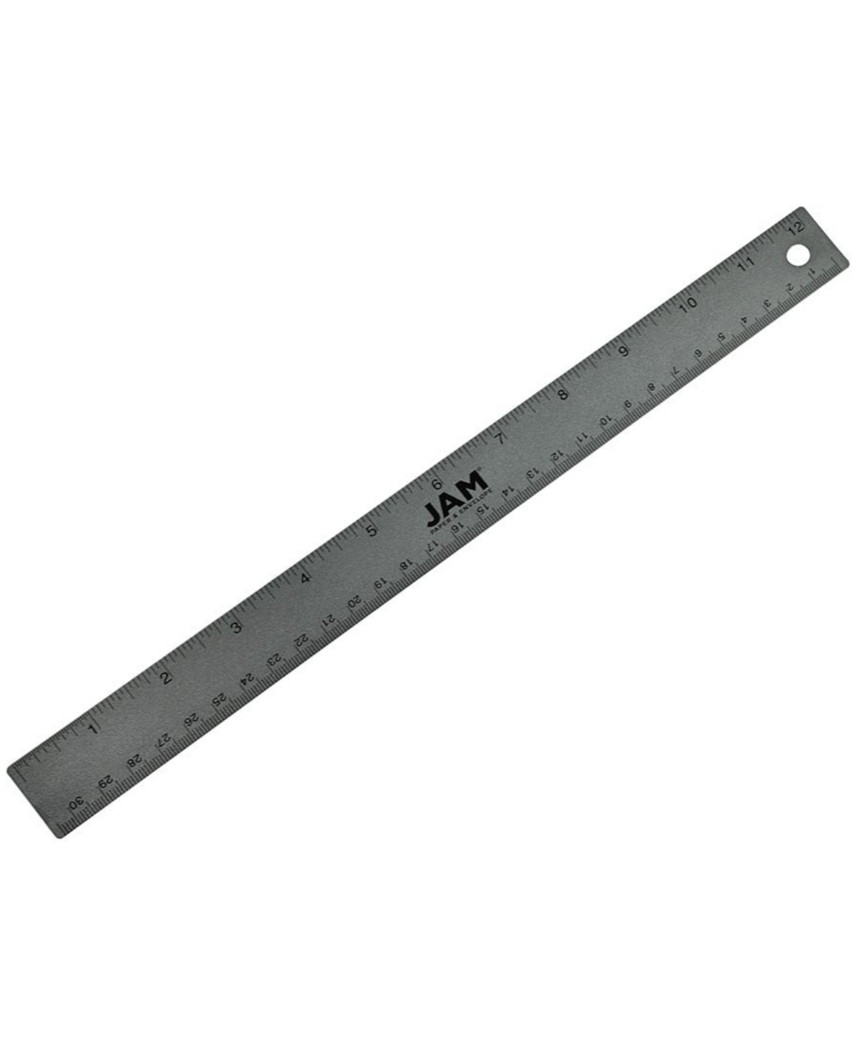 Strong Aluminum Ruler - 12" - Metal Ruler with Non-Skid Cork Backing - Gray Metallic
