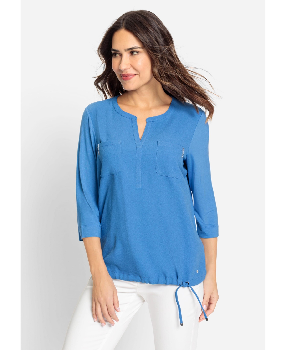 Women's Mixed Media Tunic - Lapis blue