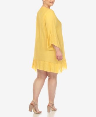 Plus Size Sheer Embroidered Knee Length Cover Up Dress