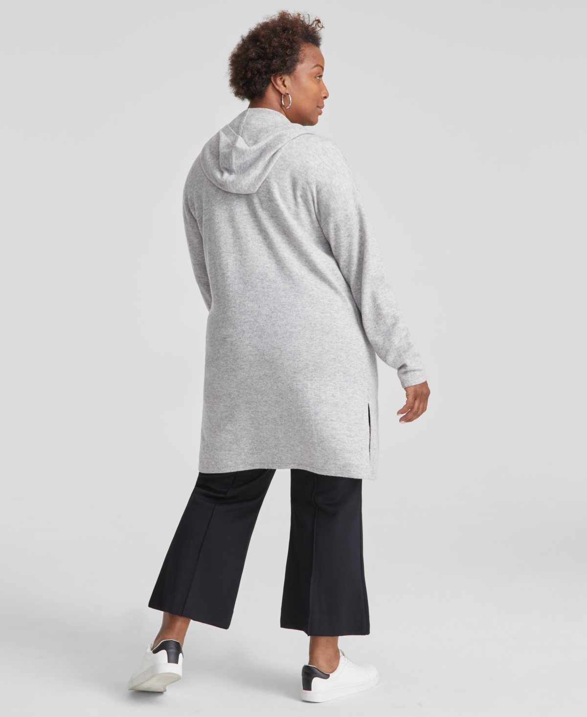 Charter Club Plus Size Hooded 100% Cashmere Cardigan, Created for Macy's
