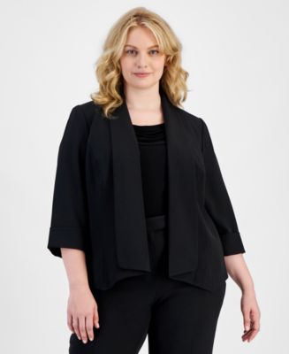 Kasper Plus Size Open-Front Soft Blazer - Macy's