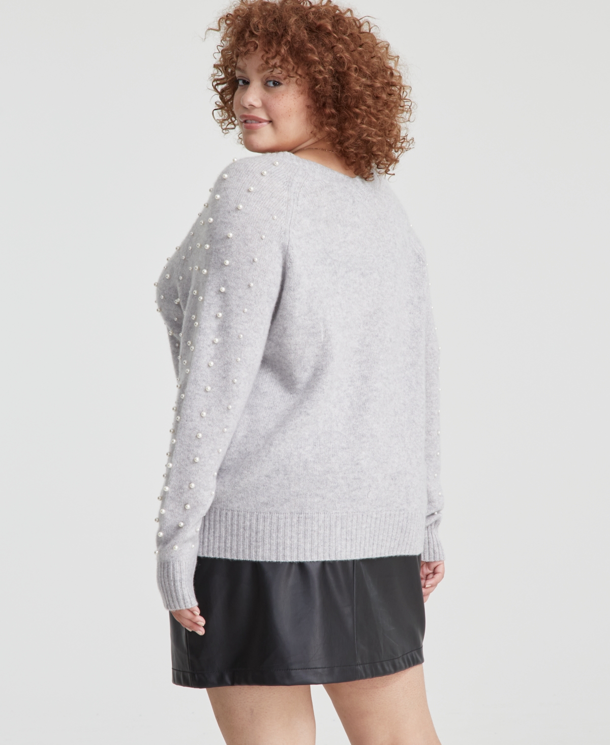 Charter Club Plus Size Cashmere Bead-Embellished V-Neck Sweater, Created for Macy's