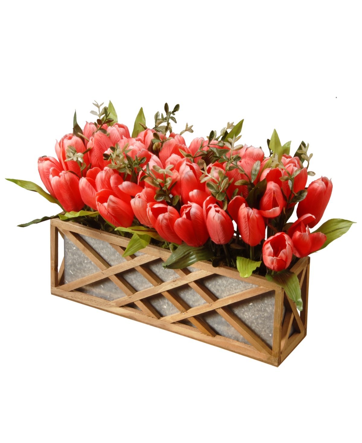 20 Planter with Pink Tulips - Red