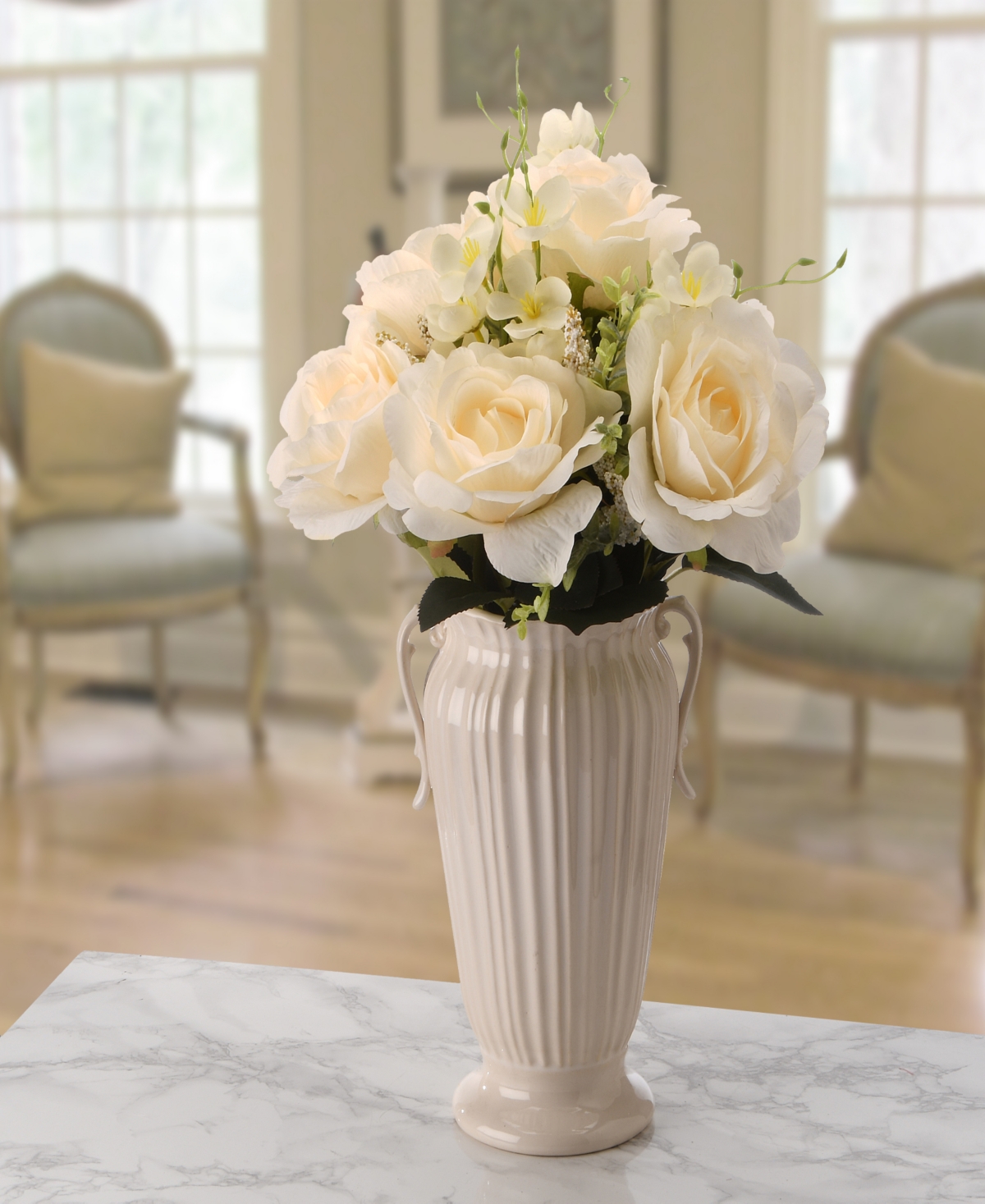 National Tree Company 19 Cream Rose Bundle In Cream