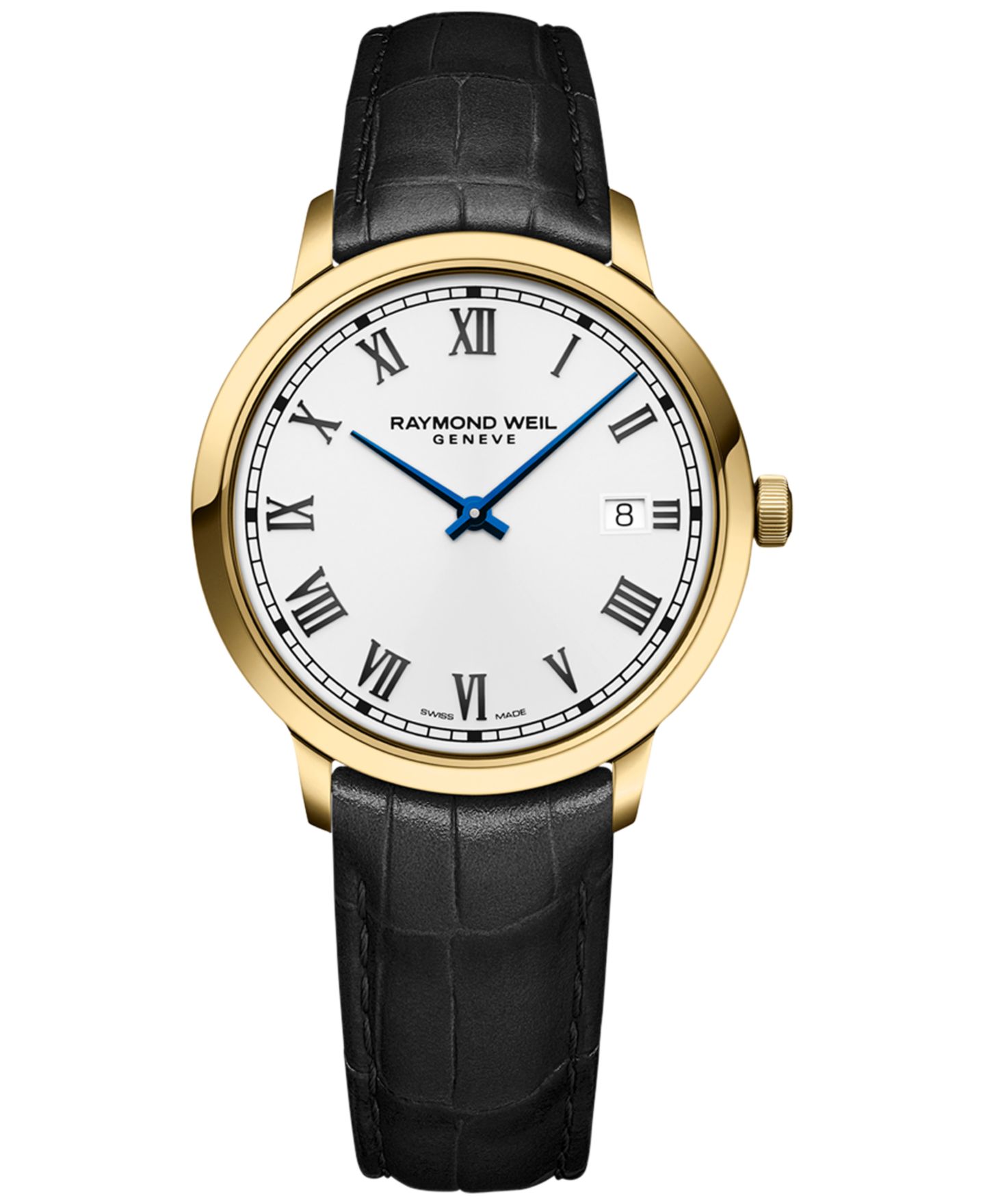 Женские часы Raymond Weil Swiss Toccata Black Leather Strap Watch 39mm — фото 1