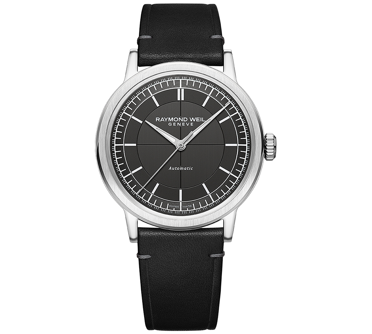 Men's Swiss Automatic Millesime Black Leather Strap Watch 40mm