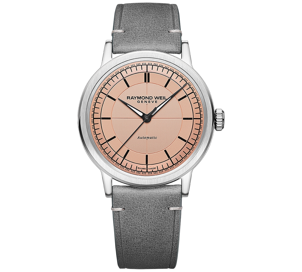 Men's Swiss Automatic Millesime Gray Leather Strap Watch 40mm