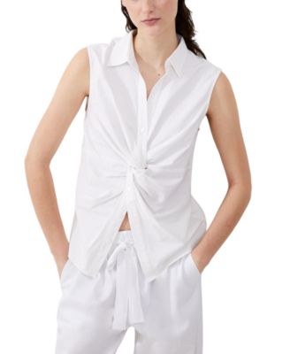 French Connection - Women's Aofie Linen-Blend Twist-Front Shirt