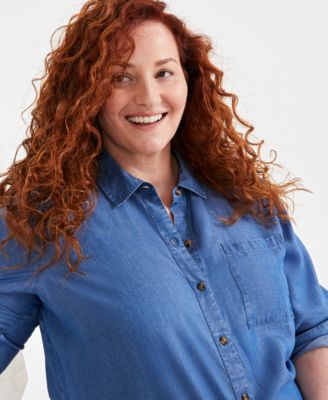 Plus Size Chambray Shirt, Macy's Exclusive