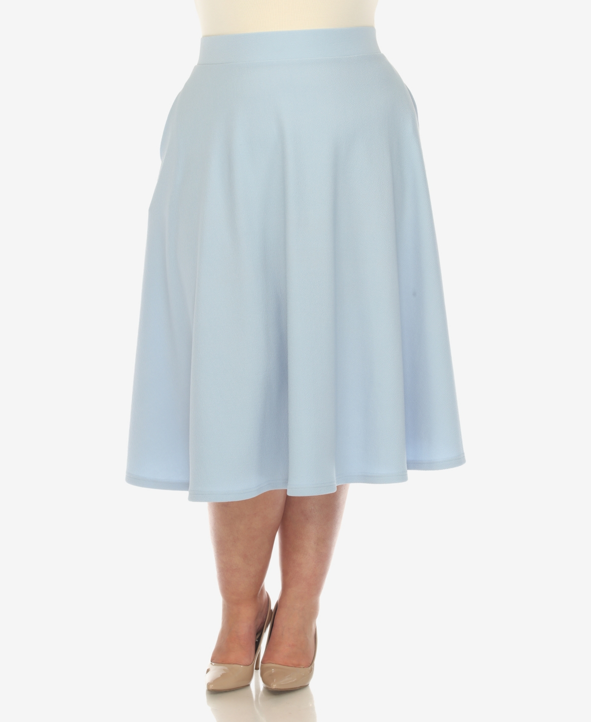 White Mark Plus Size Flared Midi Skirt In Baby Blue