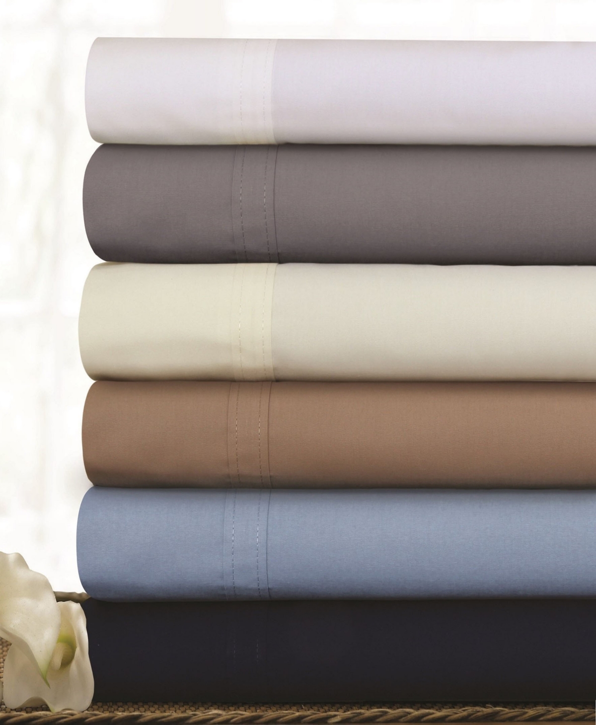 Tribeca Living 300 Thread Count Cotton Percale Extra Deep Pocket Cal Sheet Set