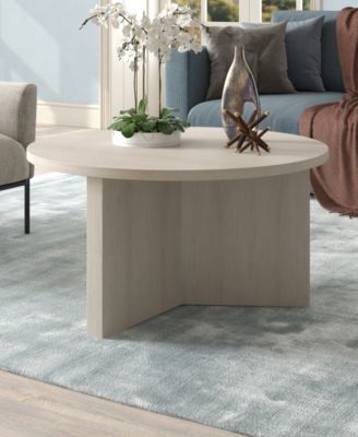 Anders 32" Wide Round Coffee Table in Alder White