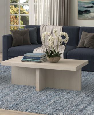 Elna 44" Wide Rectangular Coffee Table in Alder White