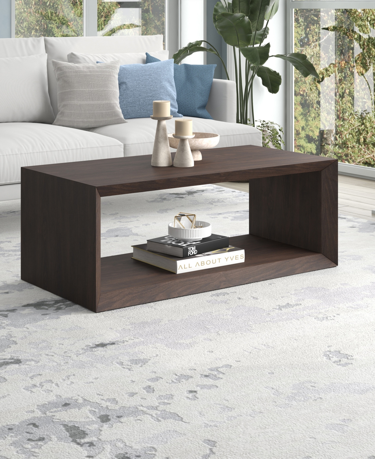 Hudson & Canal Osmond 48" Wide Rectangular Coffee Table In Alder Brown In Alder Brown