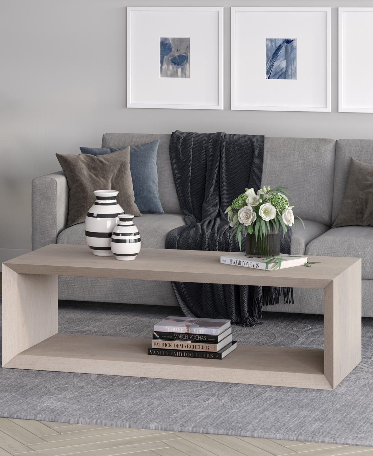Hudson & Canal Osmond 58" Wide Rectangular Coffee Table In Alder White In Alder White