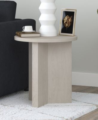 Anders 20" Wide Round Side Table in Alder White