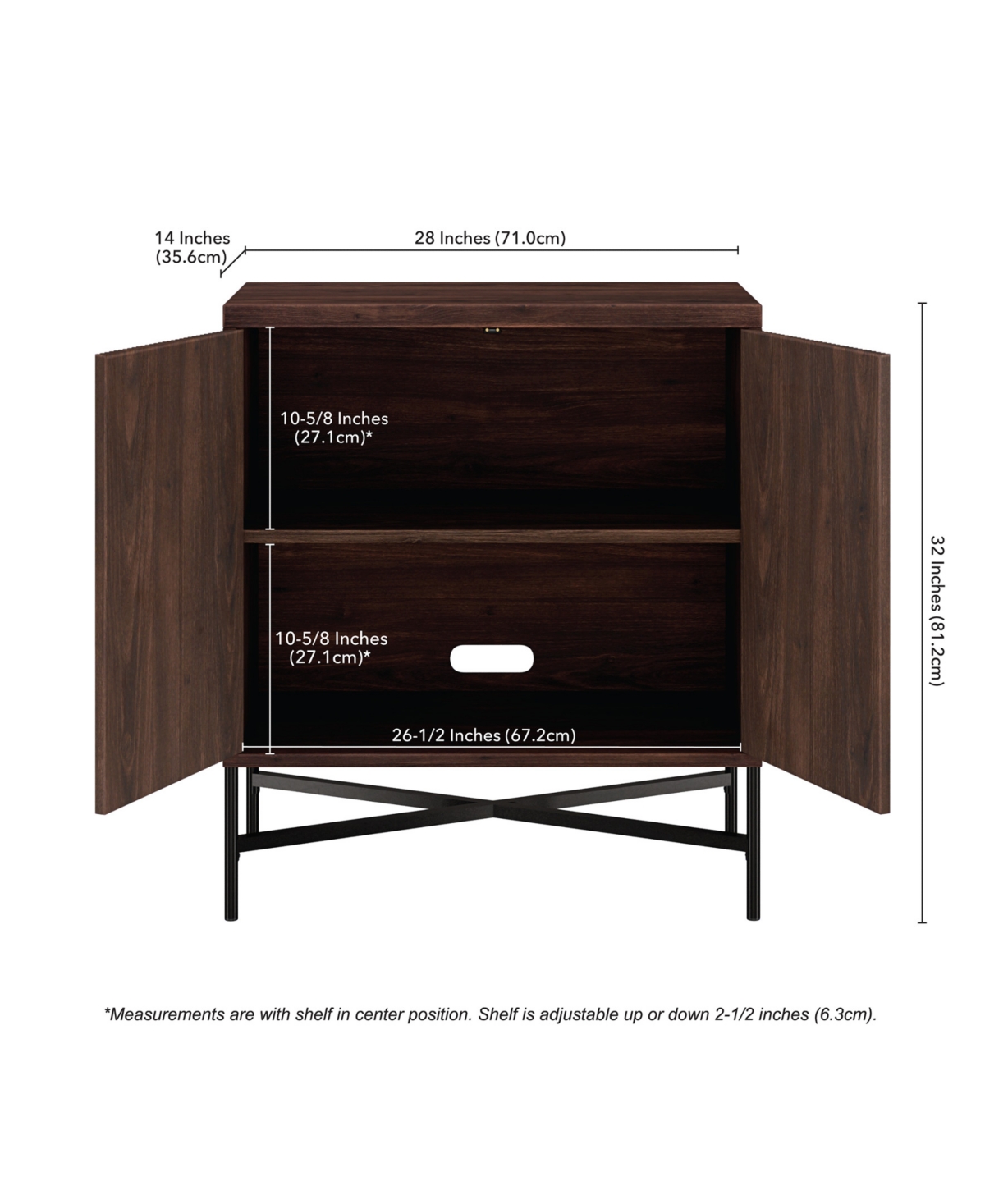 Hudson & Canal Brighton 28" Wide Rectangular Accent Cabinet In Alder Brown In Alder Brown