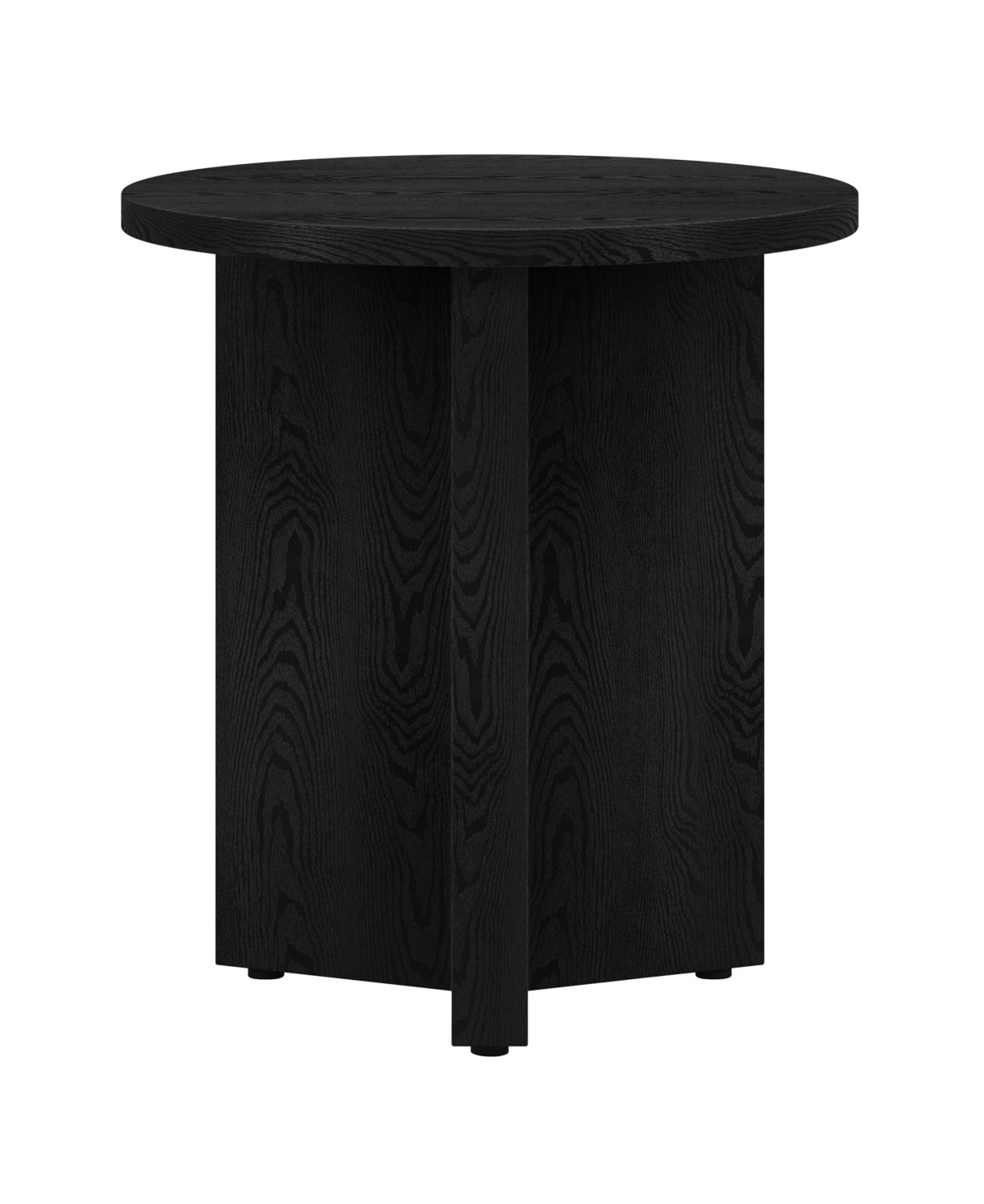 Hudson & Canal Anders 20" Wide Round Side Table In Black Grain In Black Grain