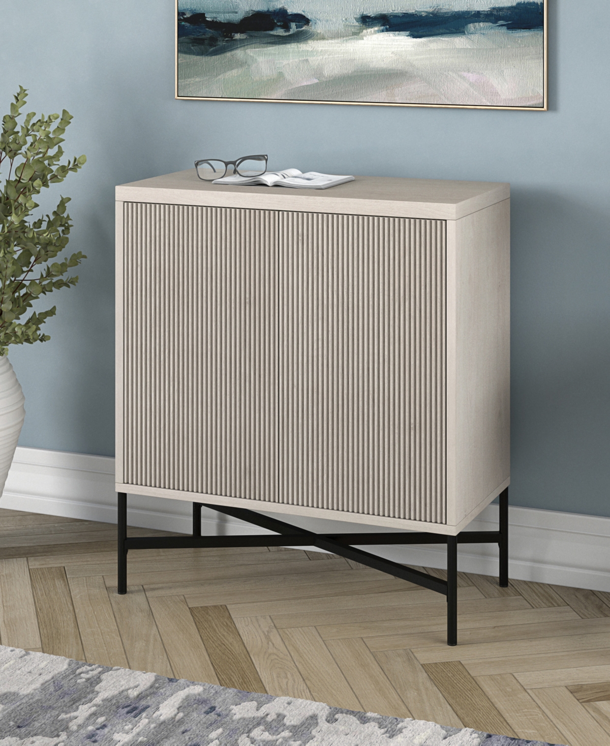 Hudson & Canal Brighton 28" Wide Rectangular Accent Cabinet In Alder White In Alder White