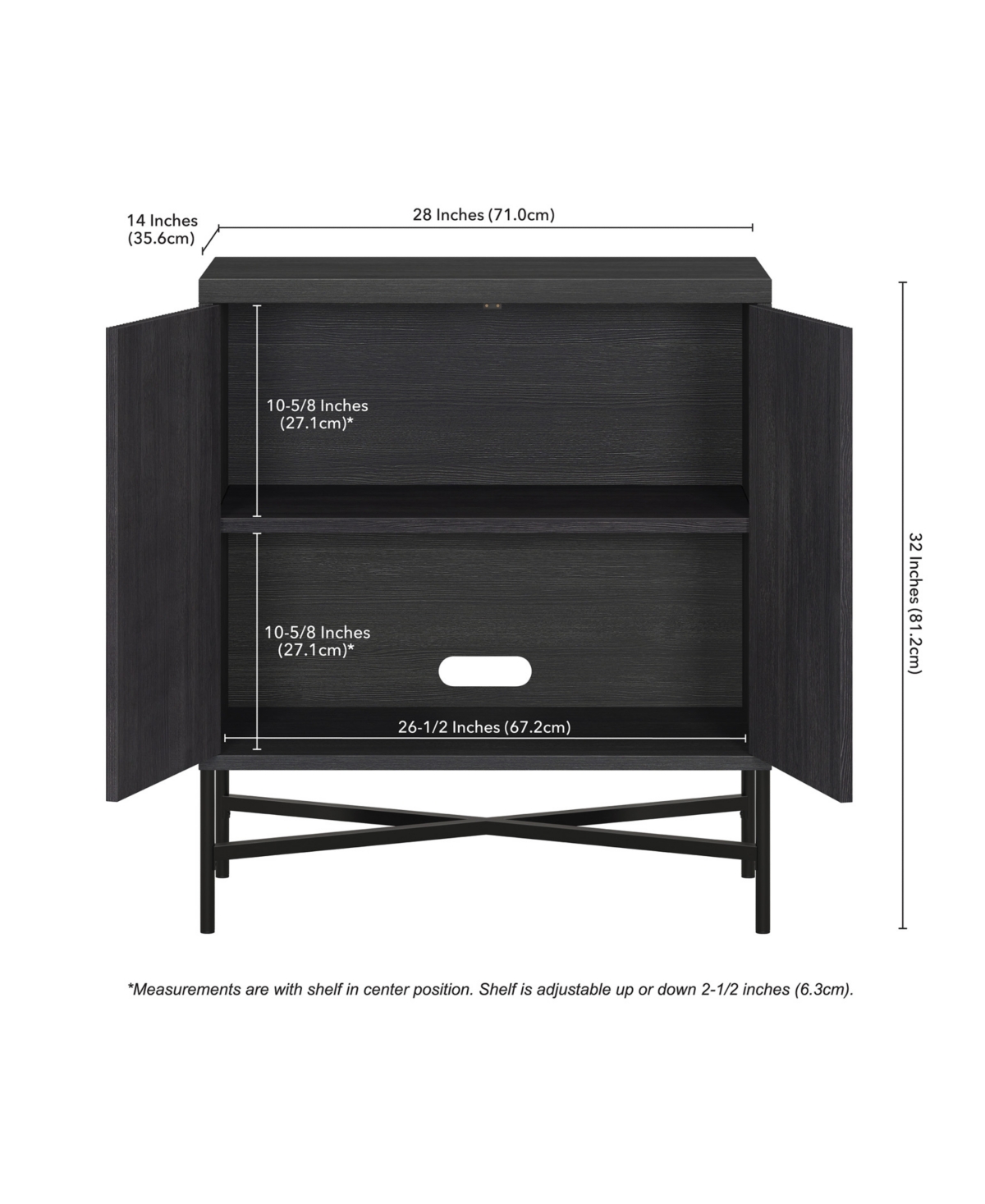 Hudson & Canal Brighton 28" Wide Rectangular Accent Cabinet In Charcoal Gray In Antiqued Gray Oak