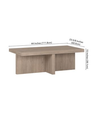 Elna 44" Wide Rectangular Coffee Table in Antiqued Gray Oak