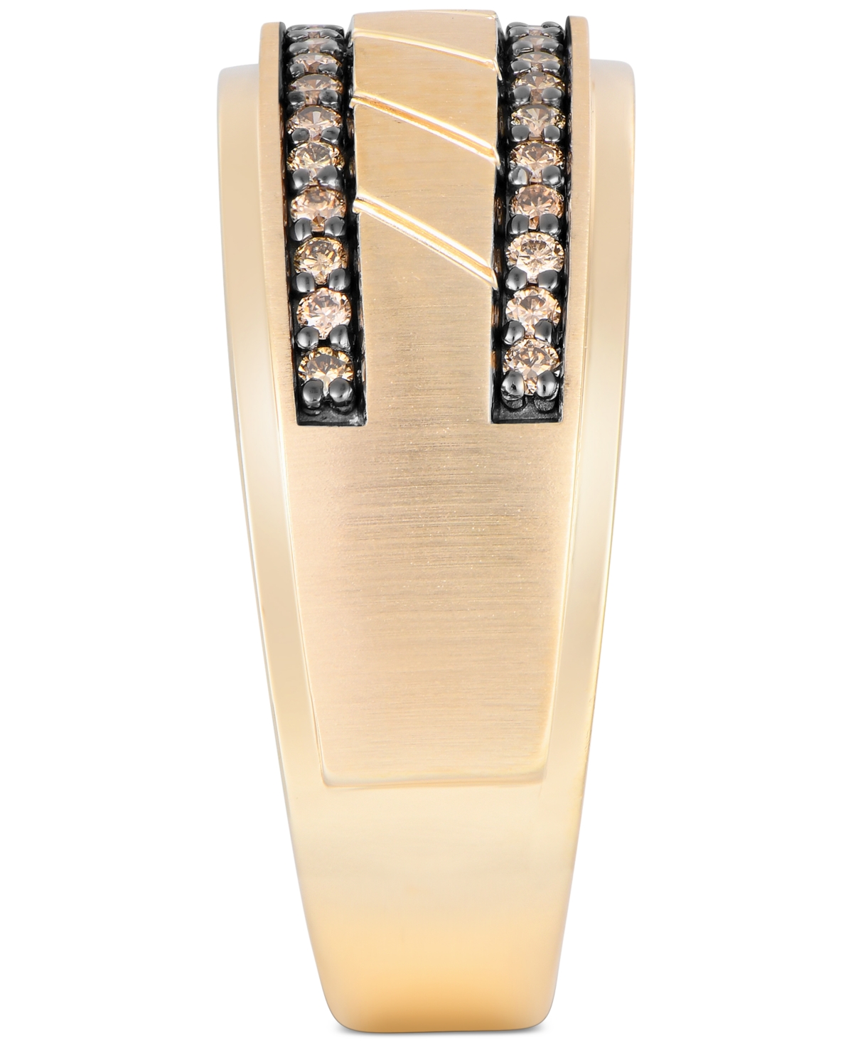 Men's Black Diamond Double Row Band (1/3 ct. t.w.) in 10k Gold (Also Diamond) - Light Brown