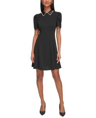 KARL LAGERFELD PARIS Women's Embellished-Collar Mini Dress - Macy's