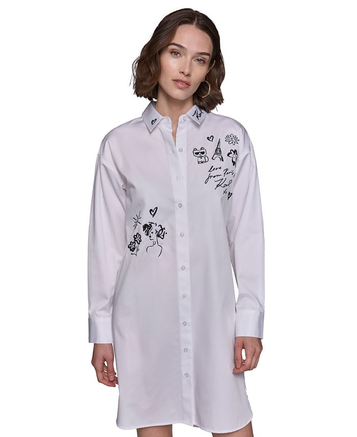 Karl Lagerfeld Paris Women's Rhinestone-Embellished Shirtdress