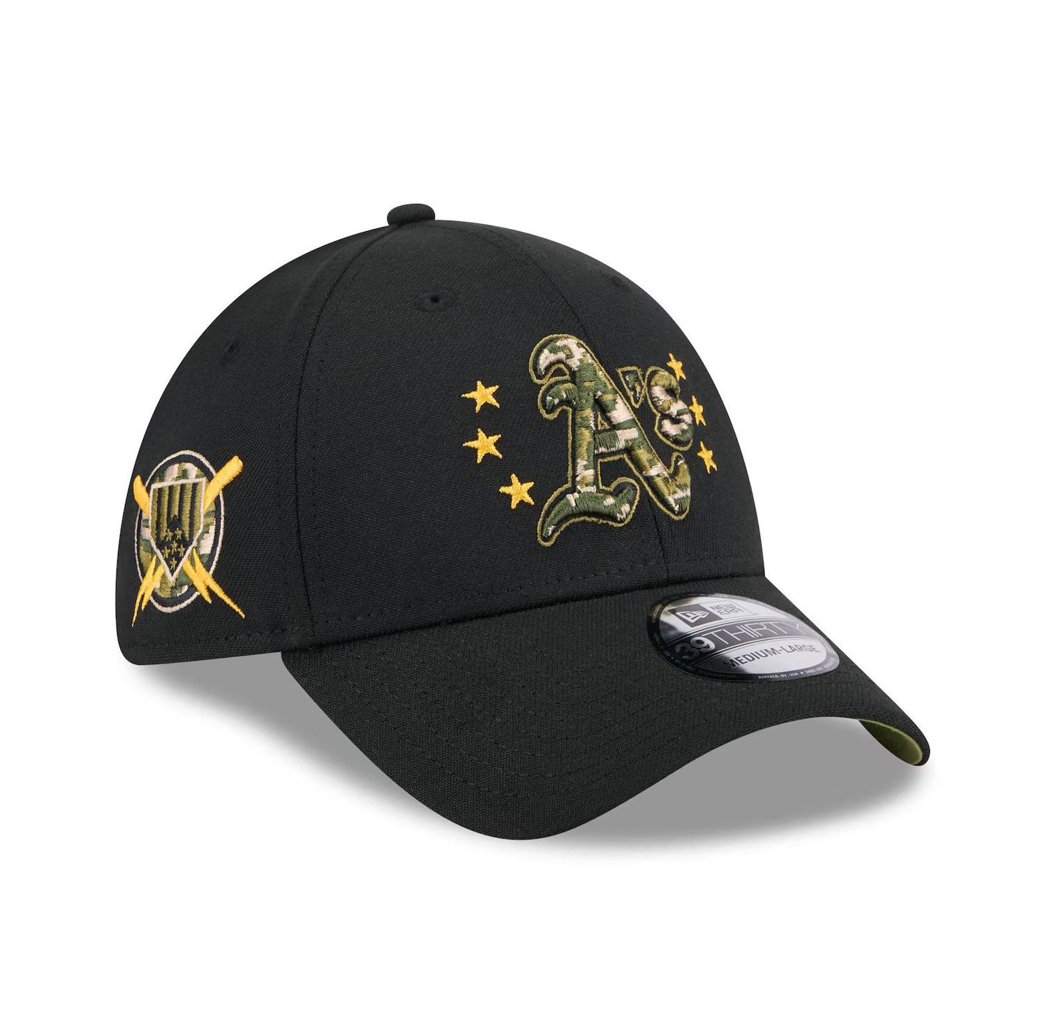 Men's Black Oakland Athletics 2024 Armed Forces Day 39THIRTY Flex Hat