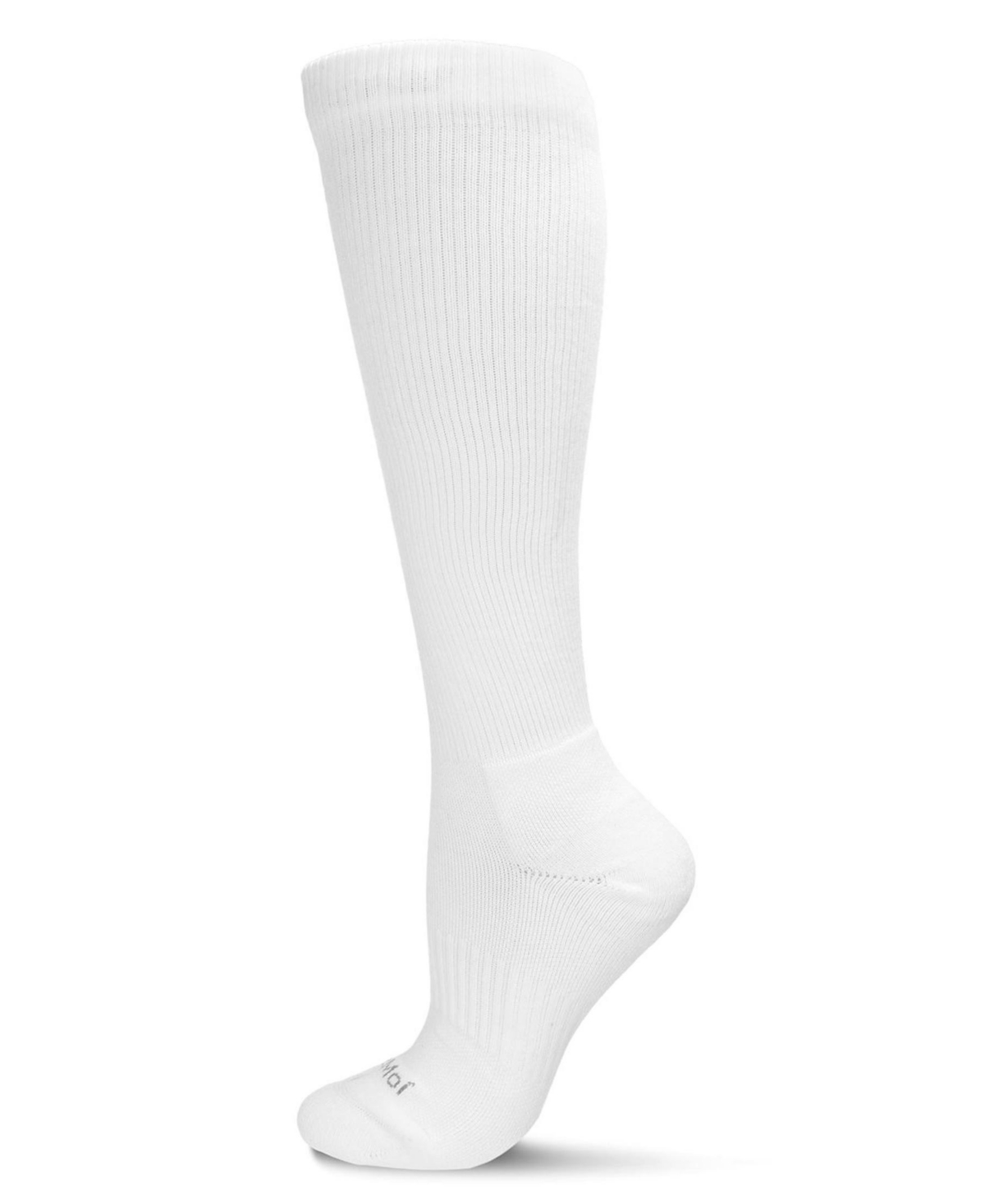 Unisex Classic Athletic Cushion Sole Knee High Cotton Blend 15-20mmHg Graduated Compression Socks - White