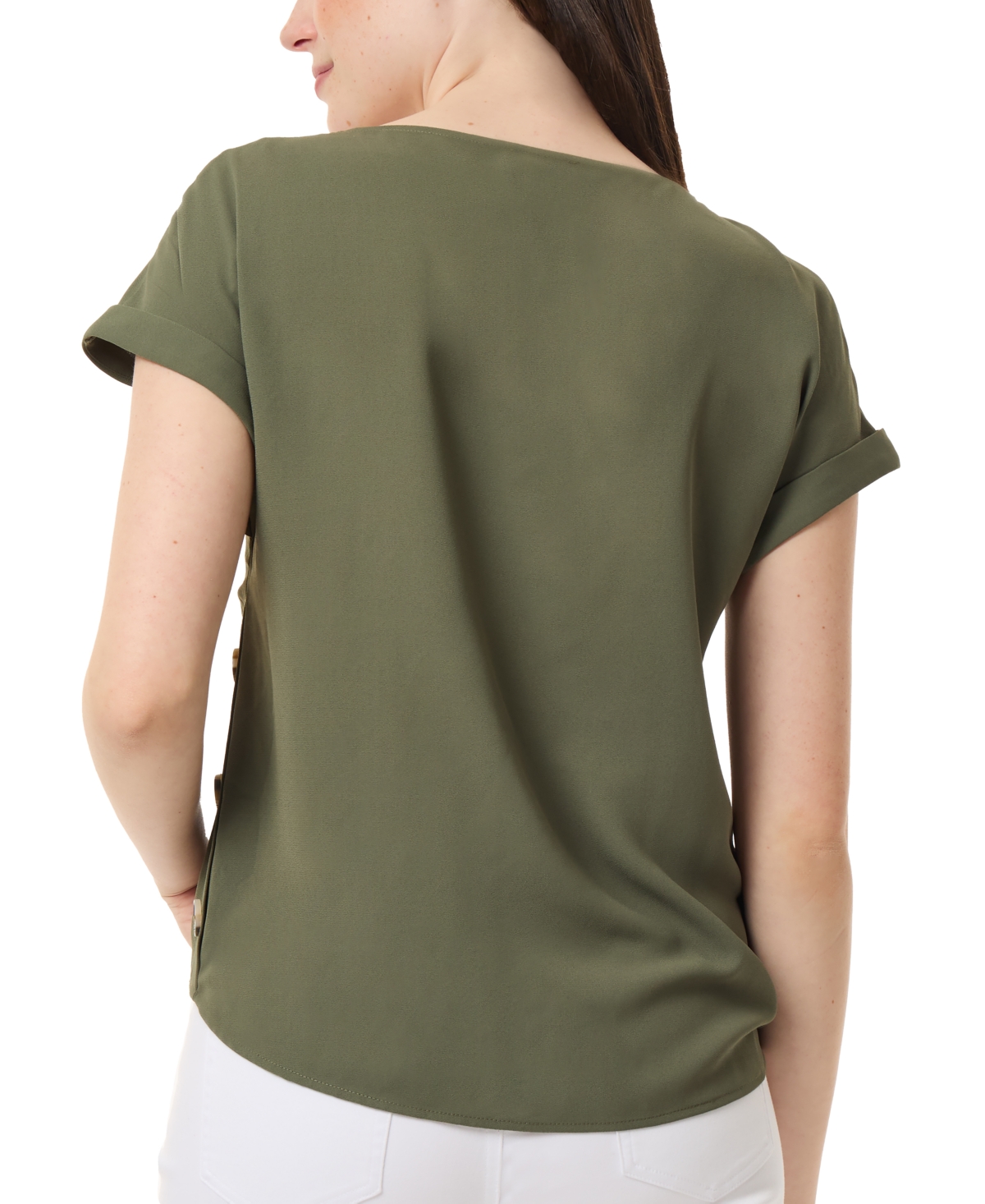 Jones New York Women's Crewneck Short-Sleeve Button-Trim Top