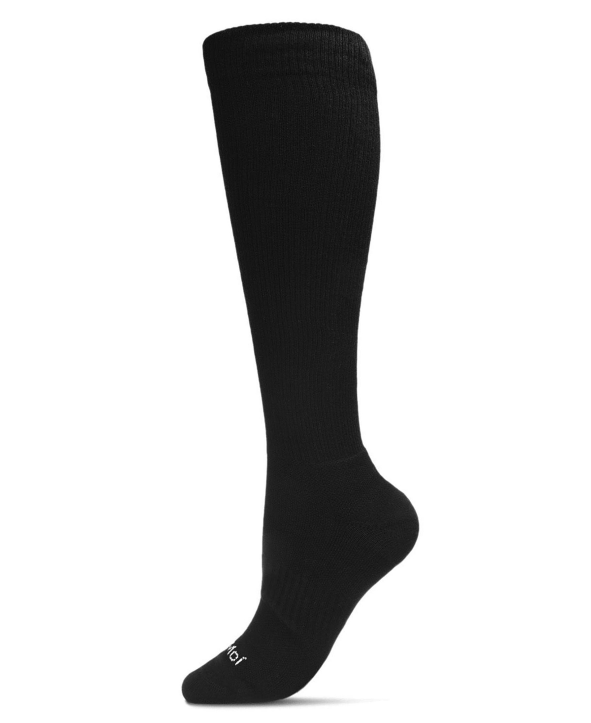 Memoi Unisex Classic Athletic Cushion Sole Knee High Cotton Blend 15-20mmhg Graduated Compression Socks In White