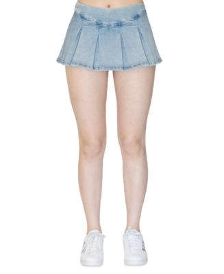 Almost Famous Juniors Pleated Denim Mini Skort Macy s