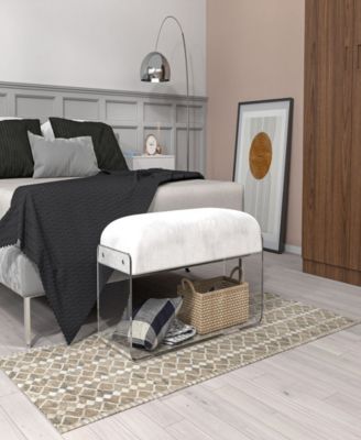 Fox Hill Trading Nicolas 39.4" Wide Acrylic Upholstered Bench