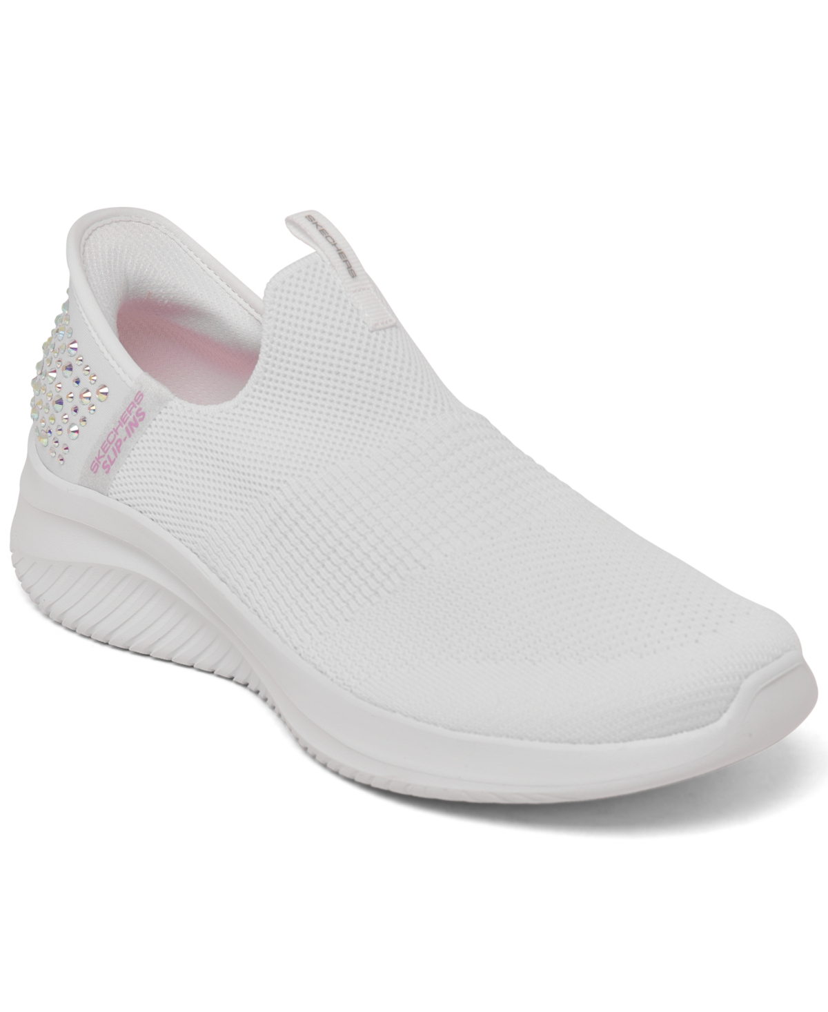 Women's Slip-Ins: Ultra Flex 3.0 - Sparkled Stones Slip-On Walking Sneakers from Finish Line - White