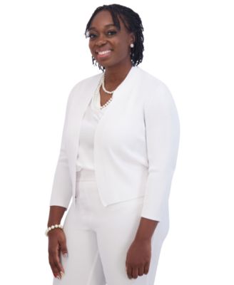 Women's Collarless Open-Front Cardigan