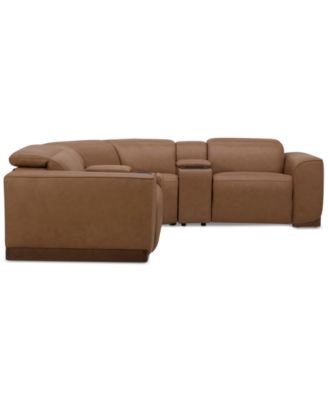 Lovro 5-Pc. Leather Sofa with 2 Power Motion Chairs & 2 Consoles, Created for Macy's