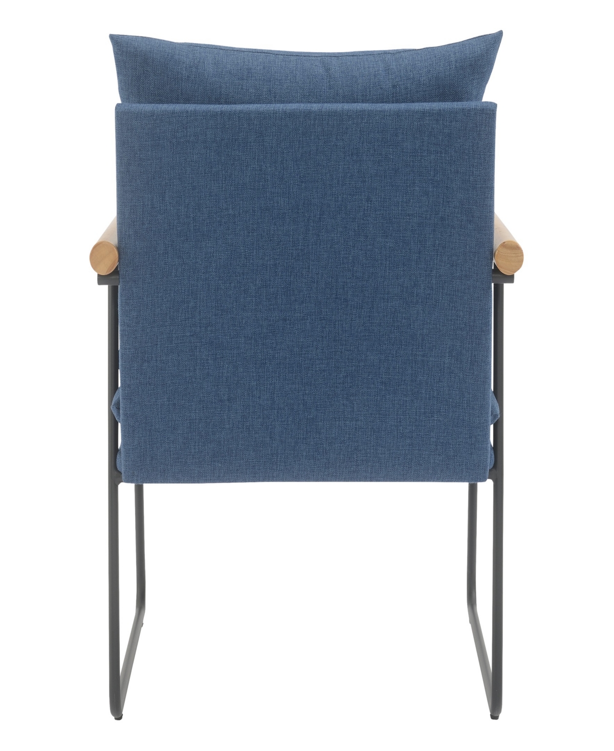 Shop Osp Home Furnishings Office Star Dutton Armchair In Navy Fabric With Natural Arms And Black Sled Base