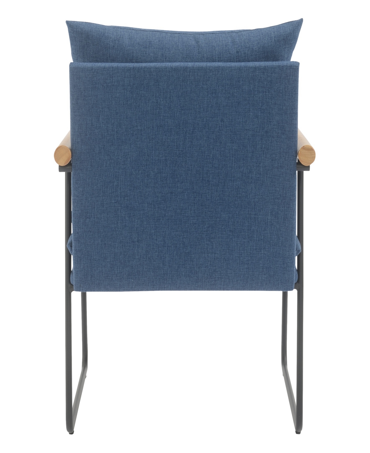 Osp Home Furnishings Office Star Dutton Armchair In Navy Fabric With Natural Arms And Black Sled Base In Navy