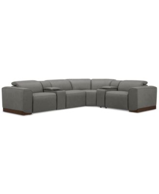 Lovro 6-Pc. Leather Sectional with 2 Power Motion Chairs & 2 Consoles