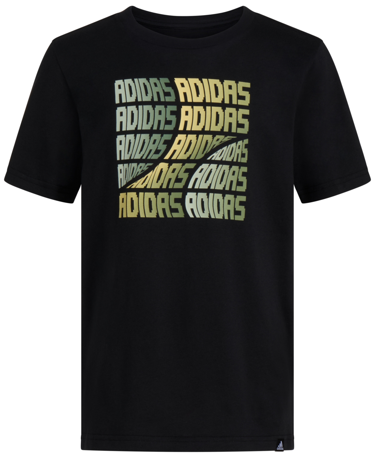 Adidas Originals Big Boys Warp Wall Graphic T-shirt In Black W Green