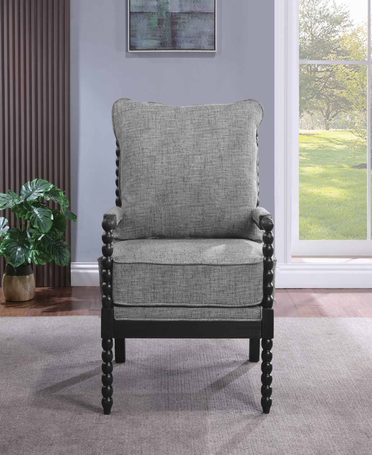 Shop Osp Home Furnishings Office Star Eliza Black Spindle Chair With Graphite Fabric