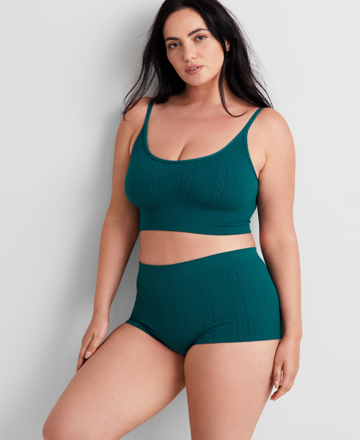 State of Day Women's Seamless Cable-Knit Boyshort Underwear, Created for Macy's