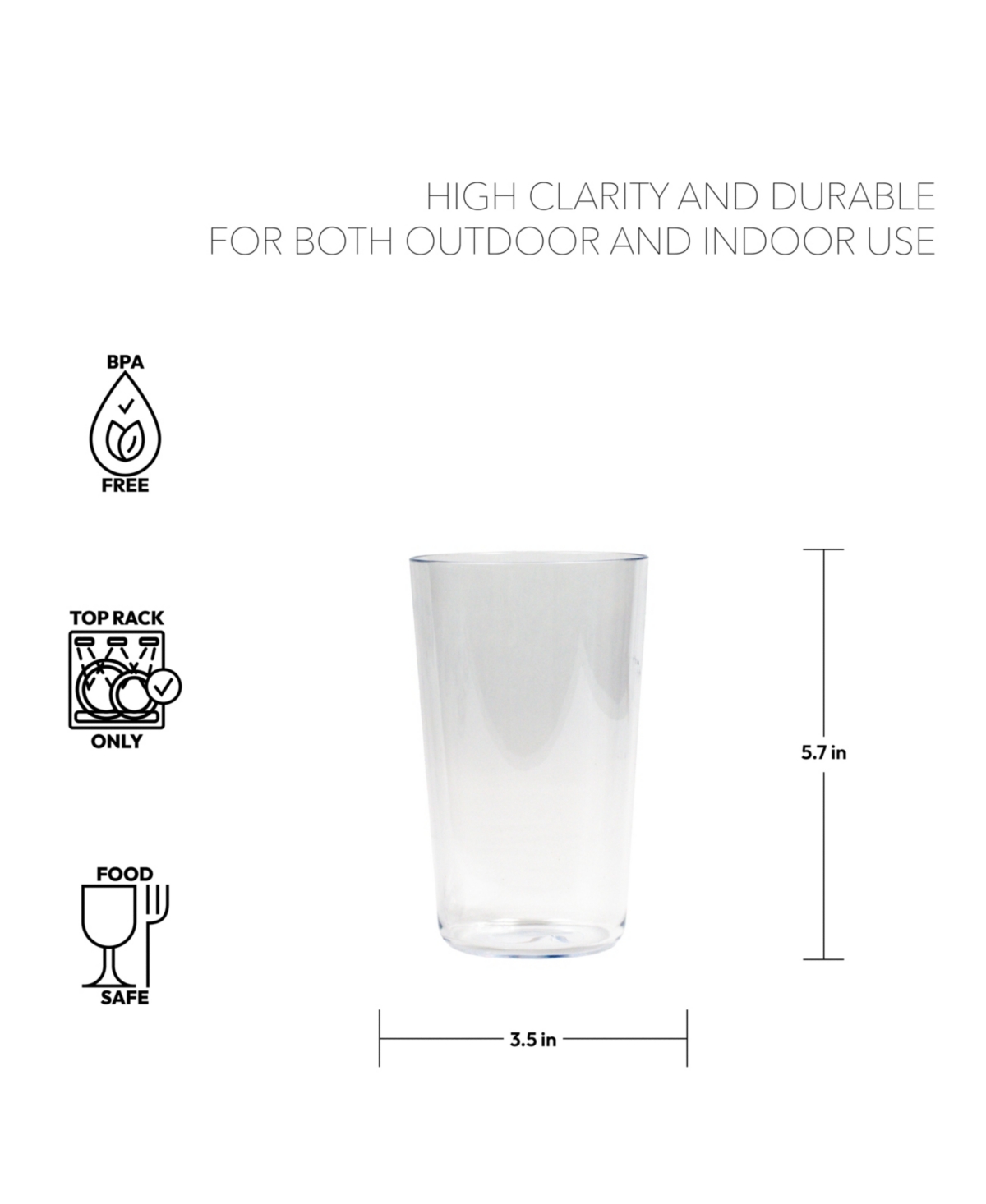 Tarhong Tritan Simple Jumbo Drinkware Set 21.4 Oz., Set Of 6 In Clear