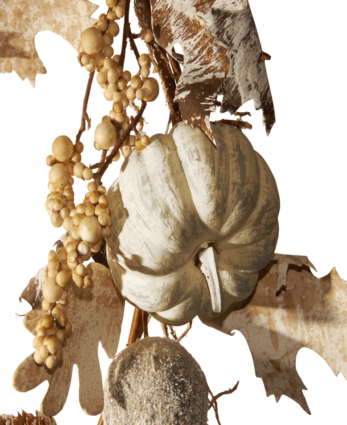 Shop National Tree Company 6' Artificial Autumn Garland, White, Made With Pumpkins, Gourds, Maple Leaves, Pinecones, Berry Clus